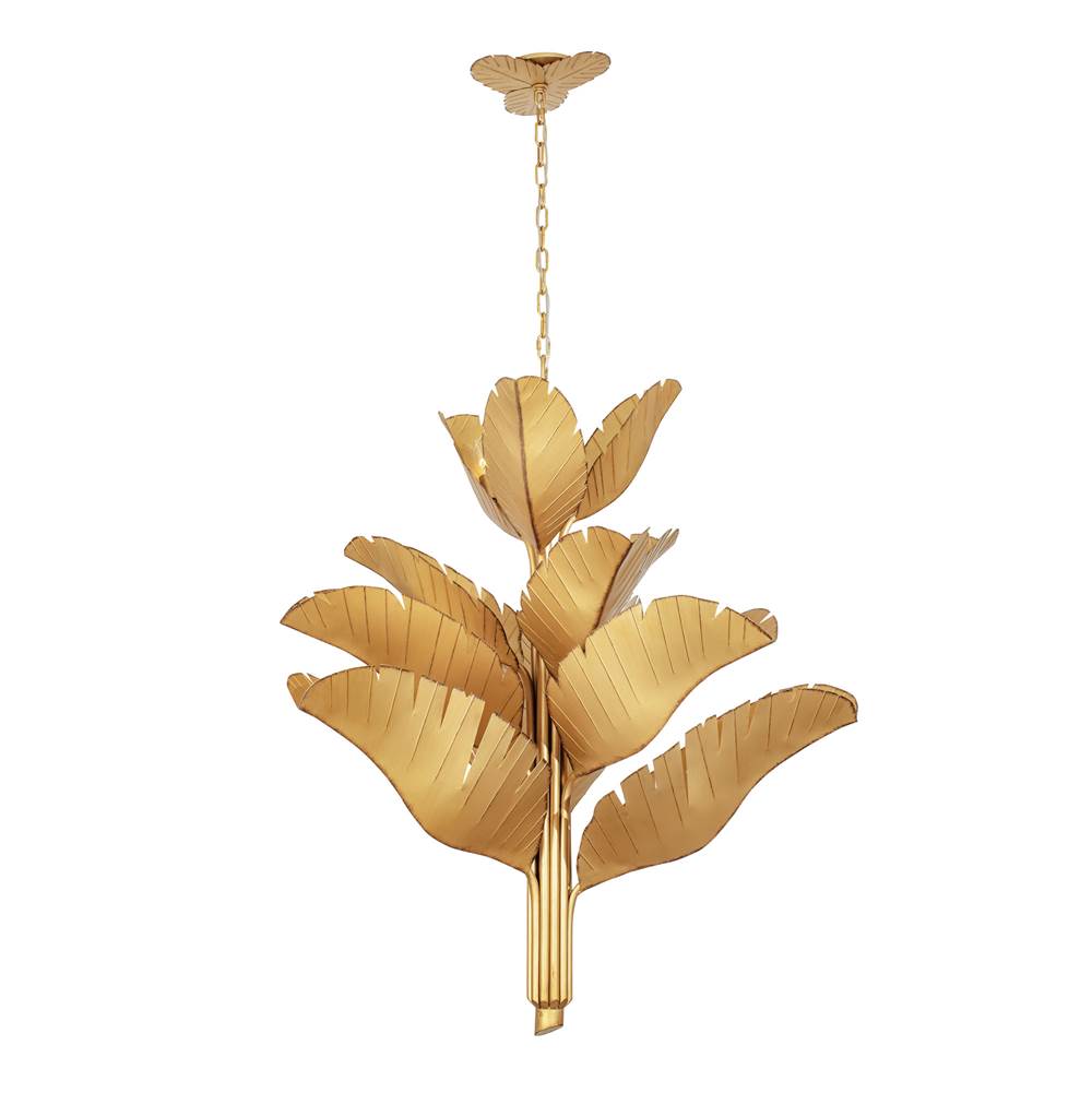 Varaluz 901C12GO Gold Banana Leaf 12-lt Chandelier - Gold Image 1