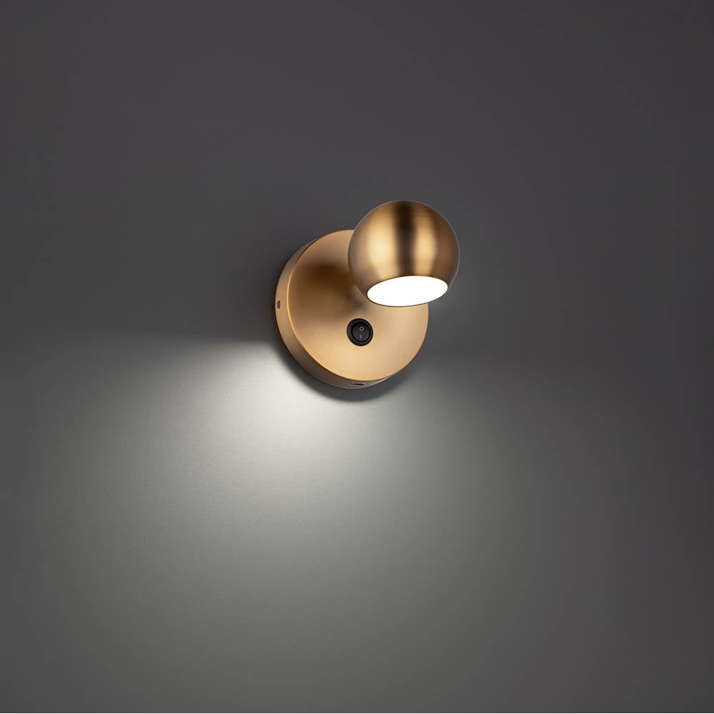 WAC Lighting Duplex 5'' Led Bed Task Light 3000k In Aged Brass
