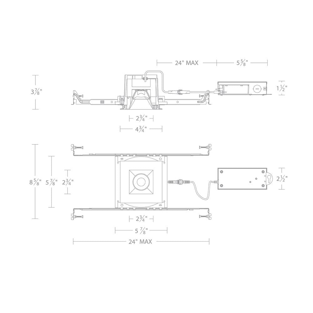 WAC Lighting Ocularc Ocular 2.0 5cct Square Downlight Trim And Remodel Housing With New Construction Frame-in Kit And Driver