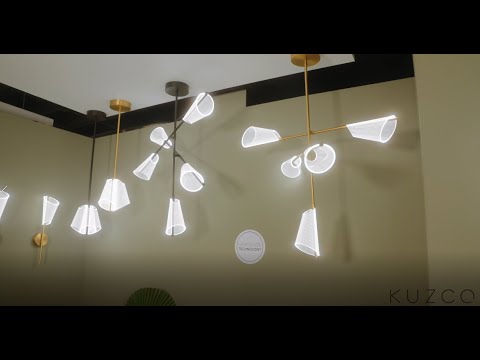 Kuzco Mulberry 37-in Brushed Gold/light Guide Led Chandeliers