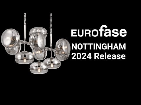 Eurofase Nottingham, Chandelier, 10-light, 54'', Polished Nickel, Smoked Glass