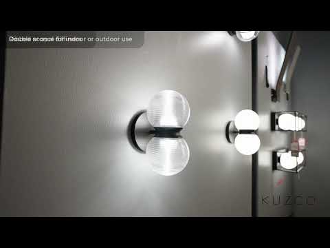 Kuzco Peri 9-in Black/clear Ribbed Glass Led Exterior Wall