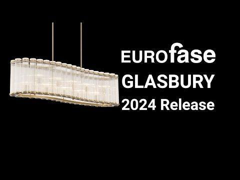 Eurofase Glasbury, Chandelier, 10-light, 52'', Polished Nickel, Ribbed Glass