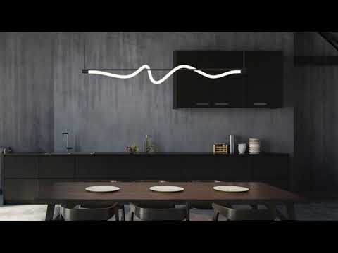 Kuzco Cursive 54-in Black Led Linear Pendant